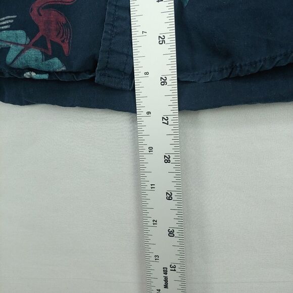 Broken Threads Button Down Blue Vtg Art Deco Pink Flamingo Shirt Med - Picture 8 of 8